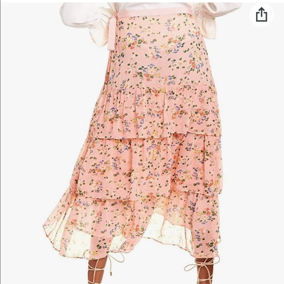 LoveShackFancy Adonis Silk Skirt Pink - Picture 3 of 7